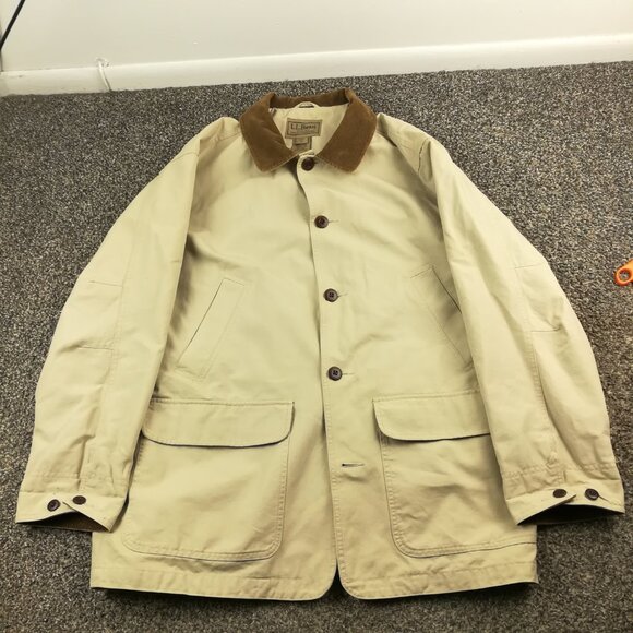 L.L. Bean Other - VTG LL Bean Jacket Canvas Chore Barn Corduroy Collar Flannel Lined Mens Large